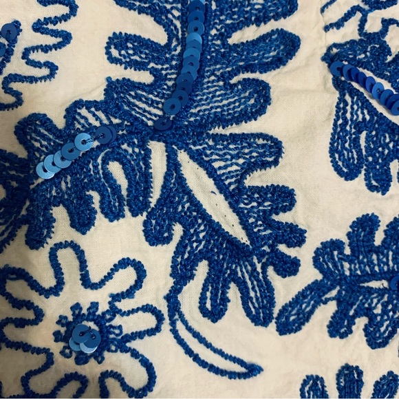 Anthropologie Moulinette Soeurs Embroidered Sequin Pencil Skirt Feminine Floral - Picture 12 of 14